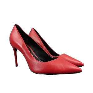 Calvin Klein Shoes Womens 9.5 Pumps Stiletto Heels Red Leather Pointed Toe Sexy
