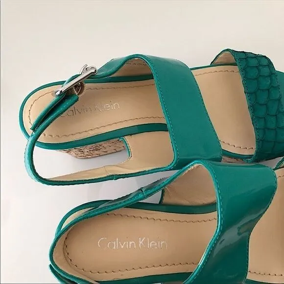 Calvin Klein Lorraine Leather Platform Sandals
