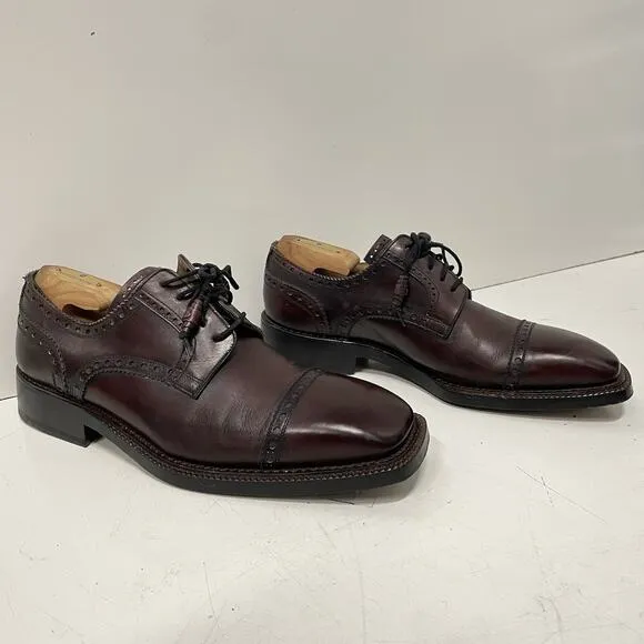 Calzoleria Harris Men’s Oxblood Wingtip Dress Shoes Bench Made In Italy 10.5