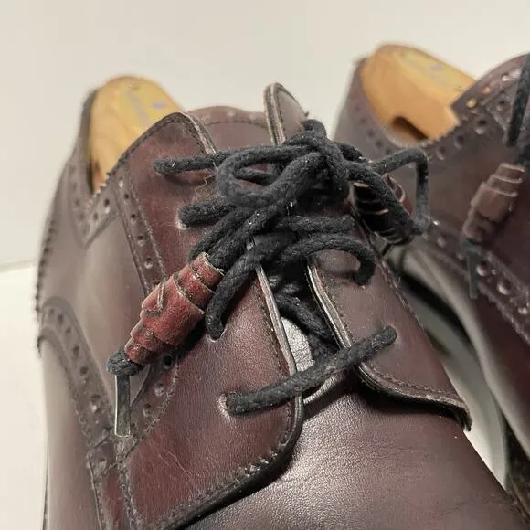 Calzoleria Harris Men’s Oxblood Wingtip Dress Shoes Bench Made In Italy 10.5