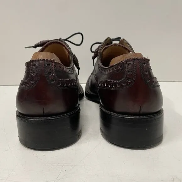 Calzoleria Harris Men’s Oxblood Wingtip Dress Shoes Bench Made In Italy 10.5