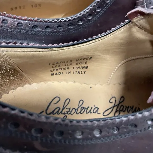 Calzoleria Harris Men’s Oxblood Wingtip Dress Shoes Bench Made In Italy 10.5