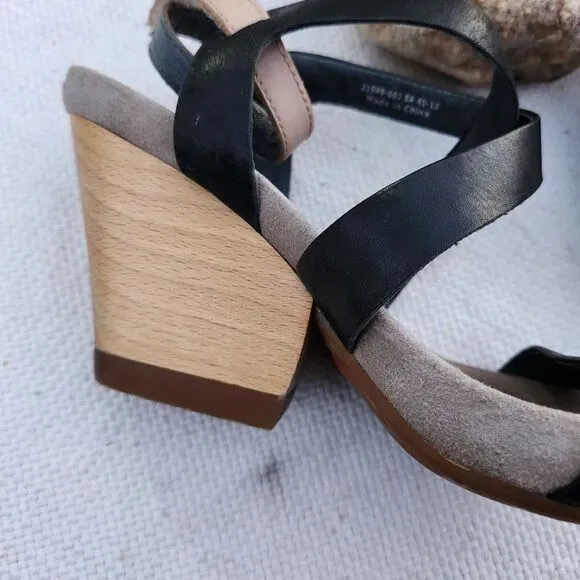 Camper Allegra black and tan block heel shoes