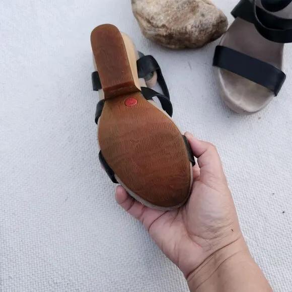 Camper Allegra black and tan block heel shoes