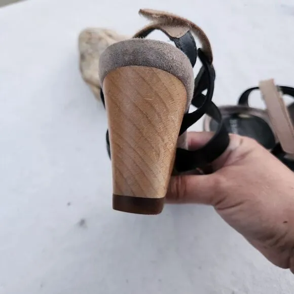 Camper Allegra black and tan block heel shoes