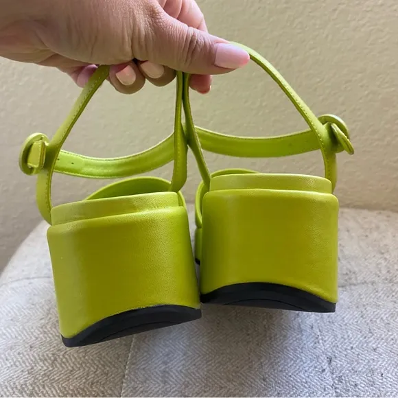 Camper Misia Neon Green Platform Sandals