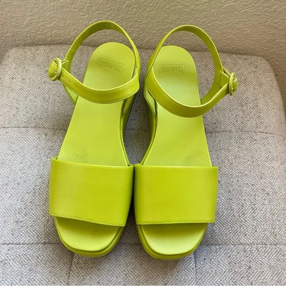 Camper Misia Neon Green Platform Sandals