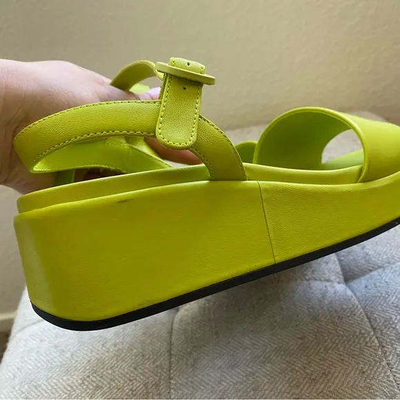 Camper Misia Neon Green Platform Sandals