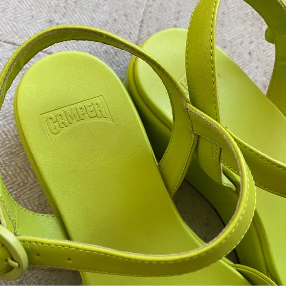 Camper Misia Neon Green Platform Sandals