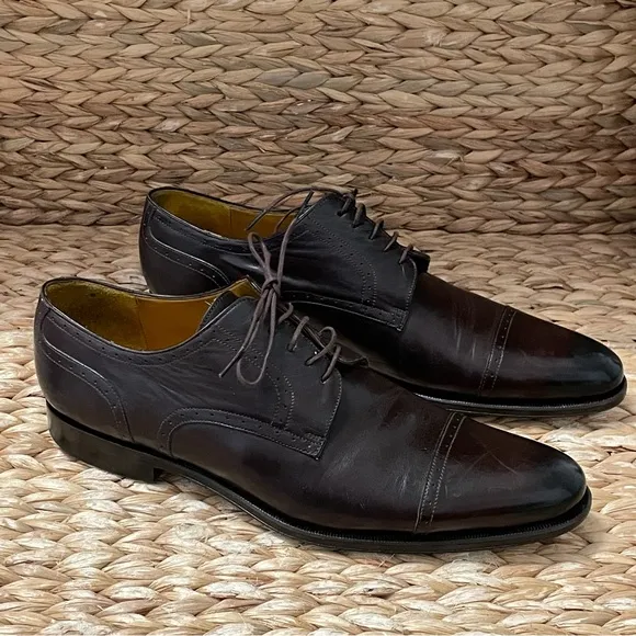 Canali Shoes Mens Size 43 1/2 Captoe Oxblood Dress Made in‎ Italy