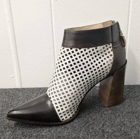 Capezzani Brown White Leather Heel Boots Womens Size 38