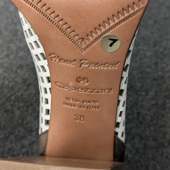 Capezzani Brown White Leather Heel Boots Womens Size 38