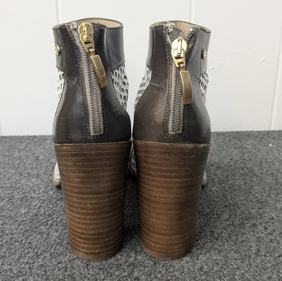 Capezzani Brown White Leather Heel Boots Womens Size 38