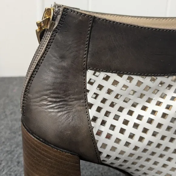 Capezzani Brown White Leather Heel Boots Womens Size 38