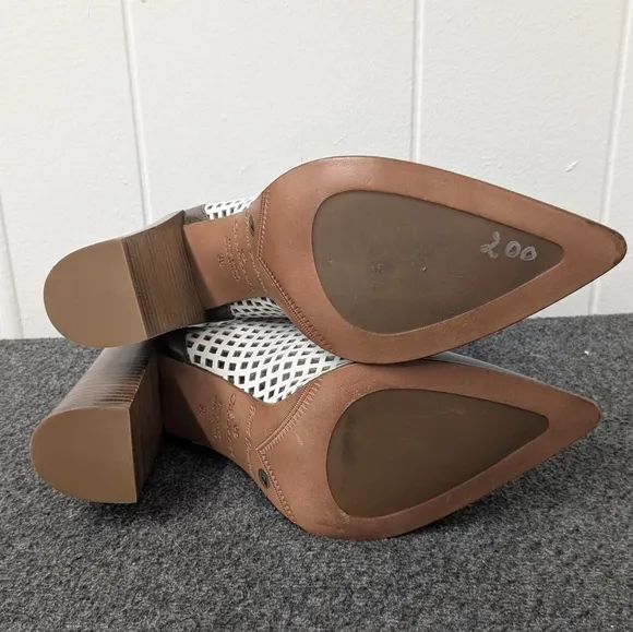Capezzani Brown White Leather Heel Boots Womens Size 38
