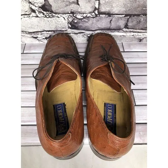 Caporicci Italy Vintage Almond Genuine Ostrich Woven Dress Shoes Men 13M US/46EU
