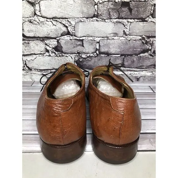 Caporicci Italy Vintage Almond Genuine Ostrich Woven Dress Shoes Men 13M US/46EU