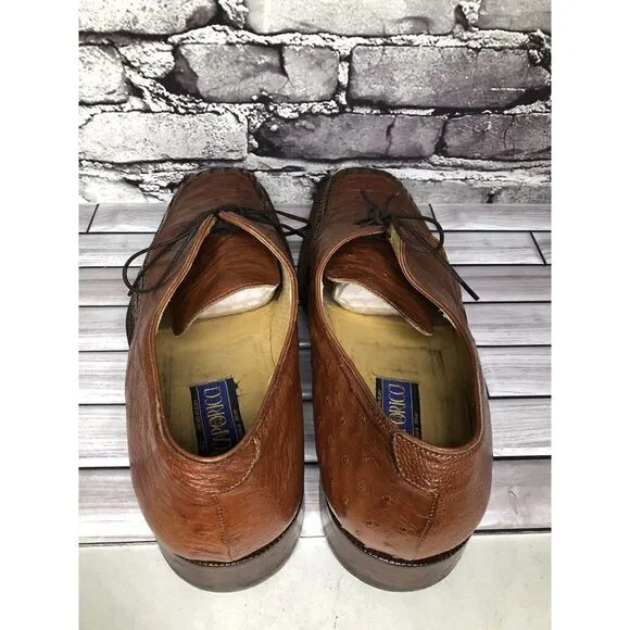 Caporicci Italy Vintage Almond Genuine Ostrich Woven Dress Shoes Men 13M US/46EU