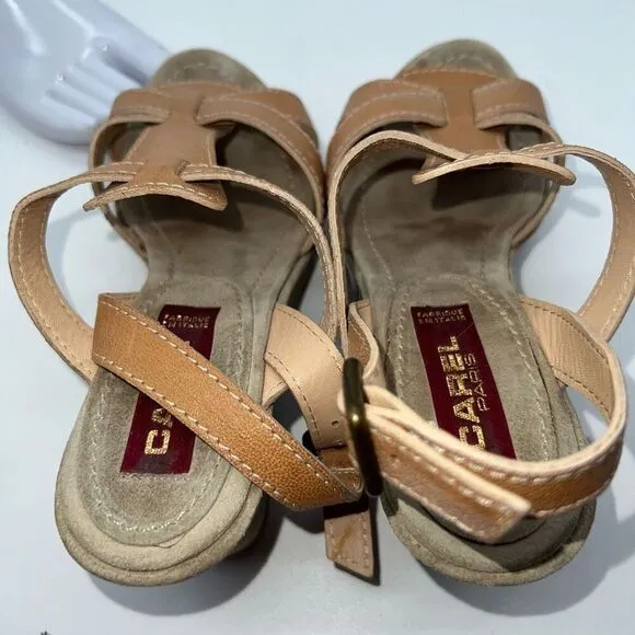 CAREL Paris Camel Suede Platform Sandals EUR Size 37.5 US 7