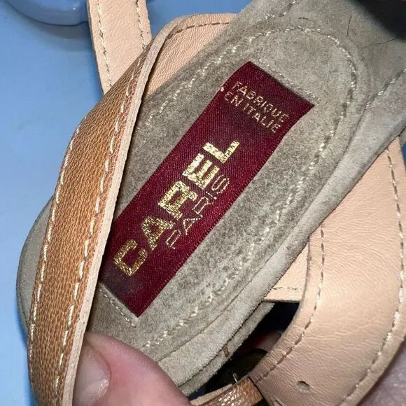 CAREL Paris Camel Suede Platform Sandals EUR Size 37.5 US 7