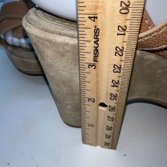 CAREL Paris Camel Suede Platform Sandals EUR Size 37.5 US 7