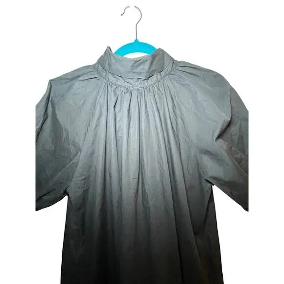 Caryn Lawn Ryan Bow Dress Black Cotton One Size Puff Sleeve Swing Mini Flowy