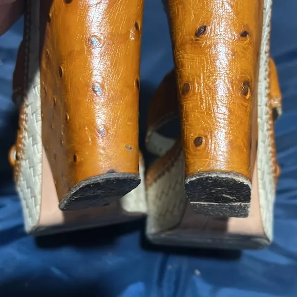 CASADEI Italian 8.5 Leather Cross Strap Wedge Espadrille Slide Sandals Orig $900