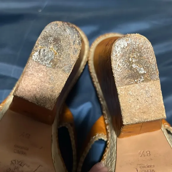 CASADEI Italian 8.5 Leather Cross Strap Wedge Espadrille Slide Sandals Orig $900