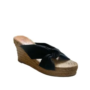 Castaner Black Canvas Knot Espadrille Wedge Sandals Size 6.5