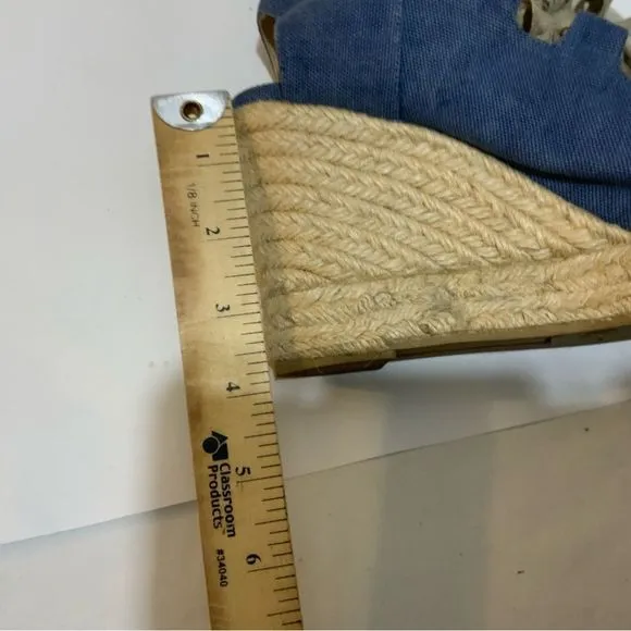 Castaner Leather lace up Denim look platform Wedge Espadrille Sandals 39