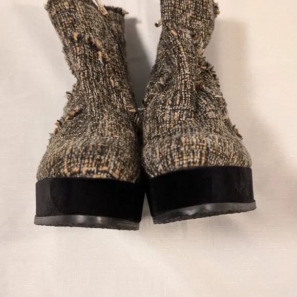 Castaner Tweed Quiaca Platform Ankle Boots Multicolor Size 10.5/ EU 41
