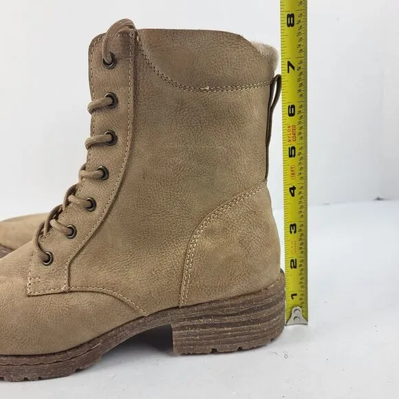 Casual Lace-Up zipper Boots Taupe 7.5 M