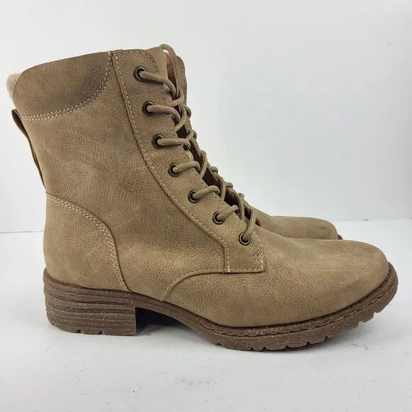 Casual Lace-Up zipper Boots Taupe 7.5 M