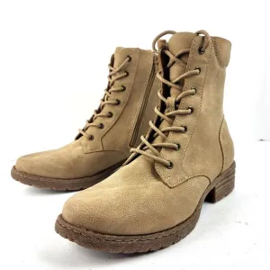 Casual Lace-Up zipper Boots Taupe 7.5 M