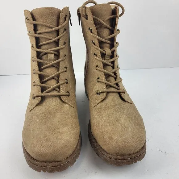 Casual Lace-Up zipper Boots Taupe 7.5 M