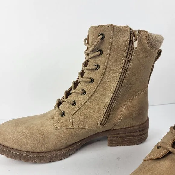 Casual Lace-Up zipper Boots Taupe 7.5 M