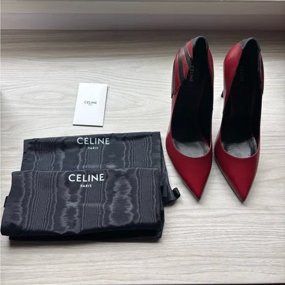 Celine Red &amp; Black lamb skin pump BNWT