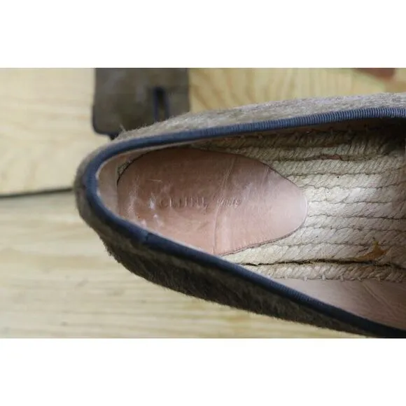 Celine Shoes Womens 8.5 Brown Pony Hair Espadrilles Flats Paris Dust Bag