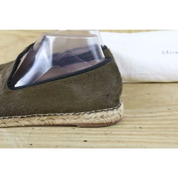 Celine Shoes Womens 8.5 Brown Pony Hair Espadrilles Flats Paris Dust Bag