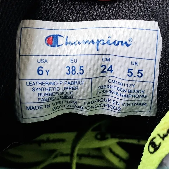 CHAMPION 93 Eighteen Block Multi-Color Shoes Unisex Multicolored Sneakers 6Y