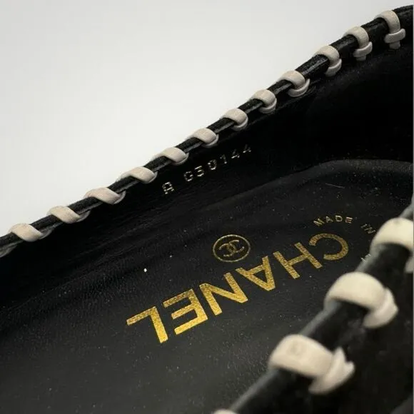 Chanel Suede Leather Whipstitch Ballet Flats 38