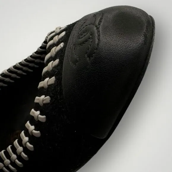 Chanel Suede Leather Whipstitch Ballet Flats 38
