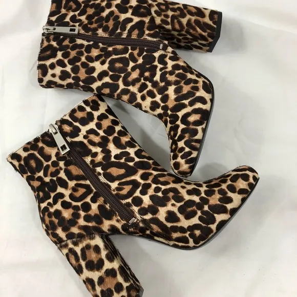 Charles David Leopard Print Calf Hair Booties 6