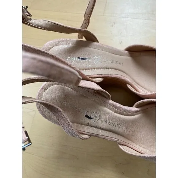 CHINESE Laundry &quot;Ellia&quot; wedge suede blush sandals Womens NEW