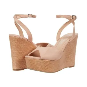 CHINESE Laundry &quot;Ellia&quot; wedge suede blush sandals Womens NEW