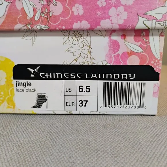 Chinese Laundry &quot;Jingle&quot; lace peep toe stiletto bootie, size 6.5, like new!