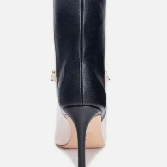 Chinese Laundry Elisha Boots Women's 8.5 Ivory Black Stiletto Heel Booties NEW
