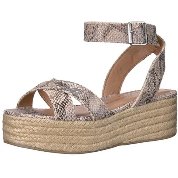 Chinese Laundry Zala espadrille/wedge platform sandals,‎ snake print size 8.5/39