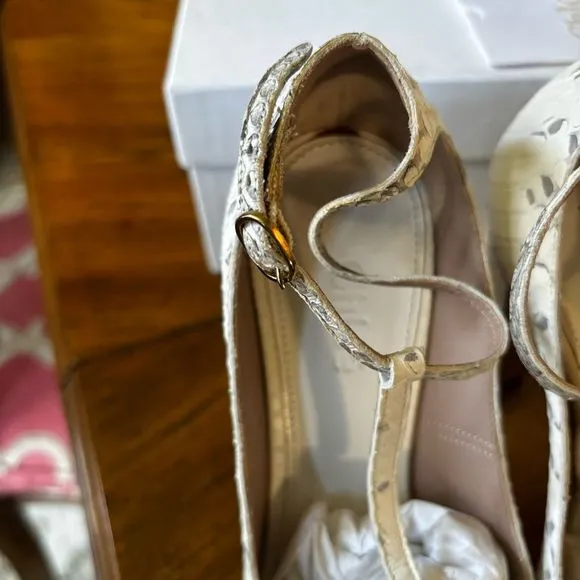 Chloé Ivory Python T-Strap Chunky Heel Shoes, Size 6 – EUC in Original Box