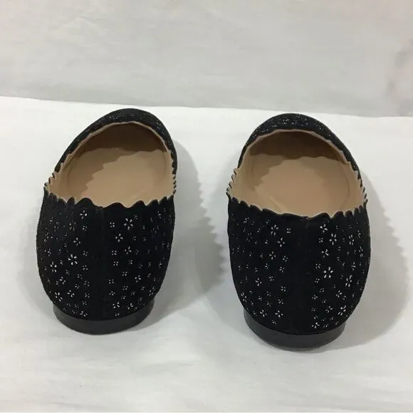 Chloé Black Leather Loafer Suede Ballet Flat Shoes Size 41